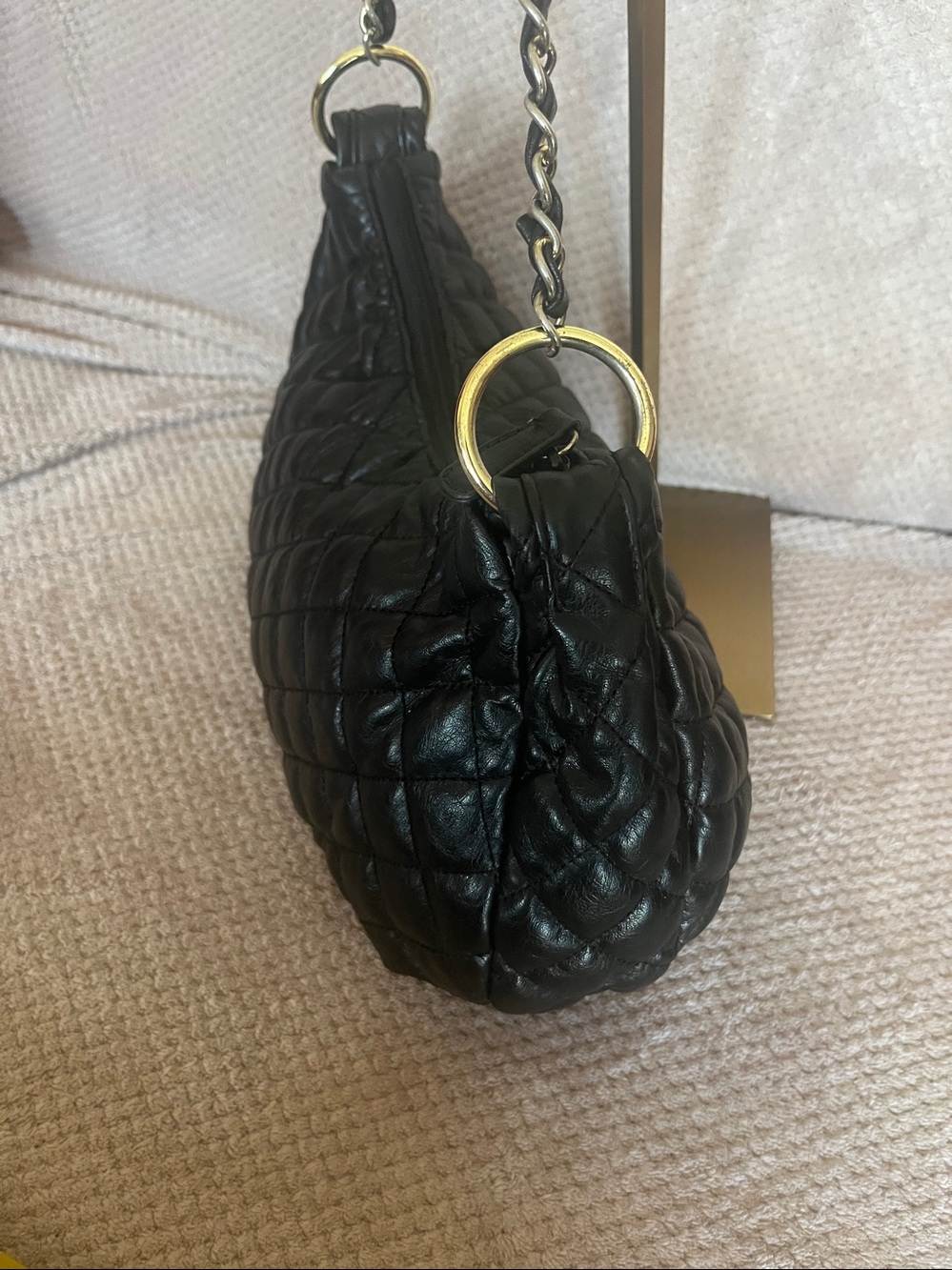 Cato Quilted Black Leather Shoulder Handbag - Picture 5 of 8